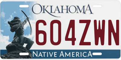 OK license plate 604ZWN