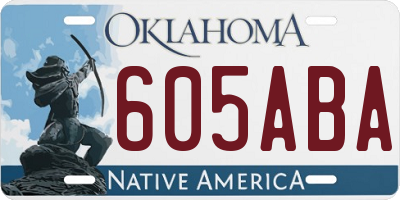 OK license plate 605ABA