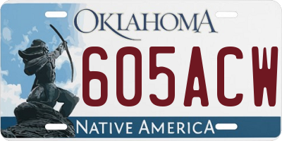 OK license plate 605ACW