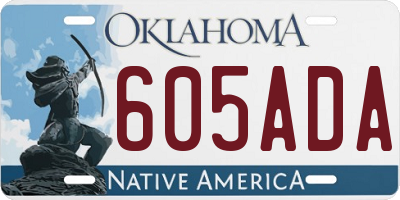 OK license plate 605ADA