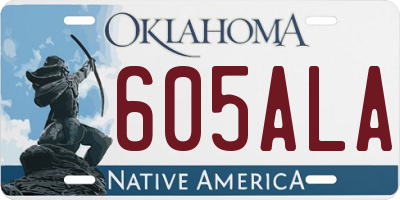OK license plate 605ALA