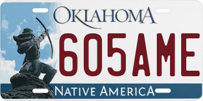 OK license plate 605AME