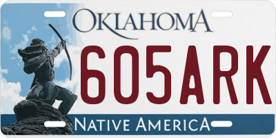 OK license plate 605ARK
