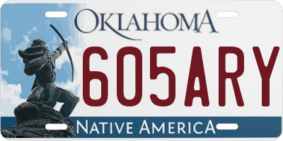 OK license plate 605ARY