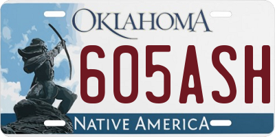 OK license plate 605ASH