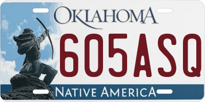 OK license plate 605ASQ