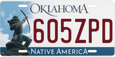 OK license plate 605ZPD