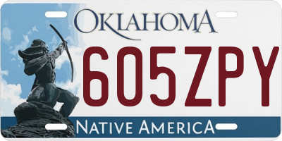 OK license plate 605ZPY