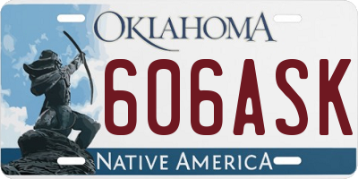 OK license plate 606ASK