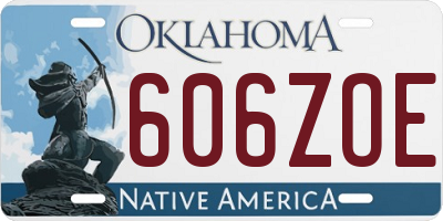 OK license plate 606ZOE