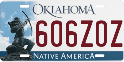 OK license plate 606ZOZ
