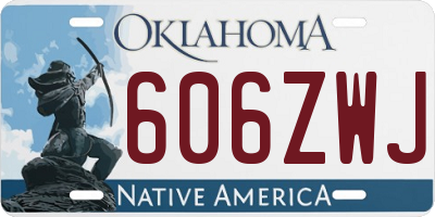 OK license plate 606ZWJ