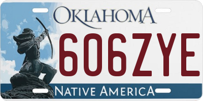 OK license plate 606ZYE
