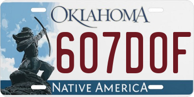 OK license plate 607DOF
