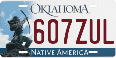 OK license plate 607ZUL