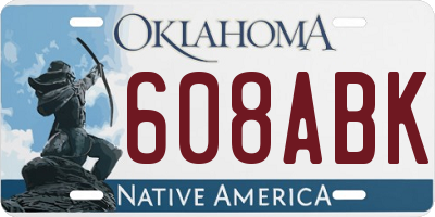 OK license plate 608ABK
