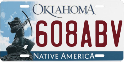 OK license plate 608ABV