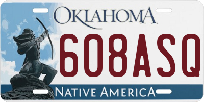 OK license plate 608ASQ