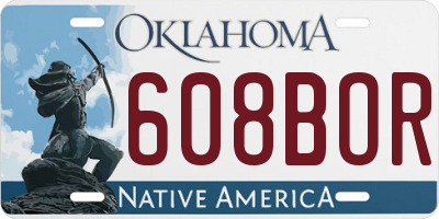 OK license plate 608BOR