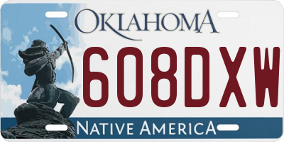OK license plate 608DXW