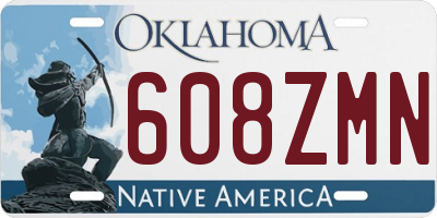 OK license plate 608ZMN