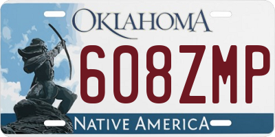 OK license plate 608ZMP