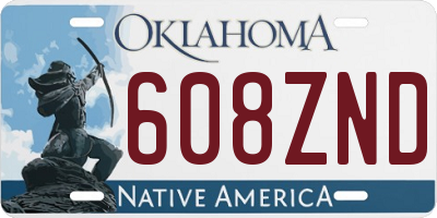OK license plate 608ZND