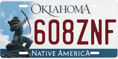 OK license plate 608ZNF