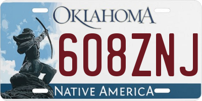 OK license plate 608ZNJ