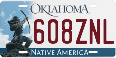OK license plate 608ZNL