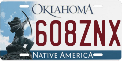 OK license plate 608ZNX