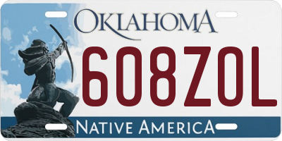 OK license plate 608ZOL