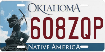 OK license plate 608ZQP