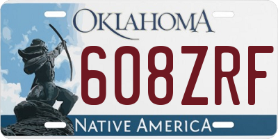 OK license plate 608ZRF