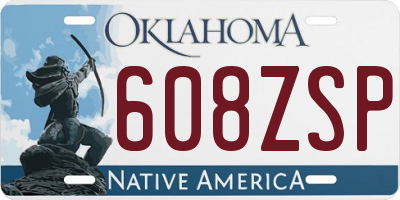 OK license plate 608ZSP