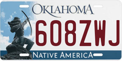 OK license plate 608ZWJ