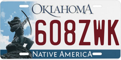 OK license plate 608ZWK