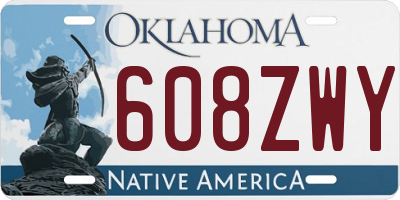 OK license plate 608ZWY