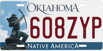 OK license plate 608ZYP