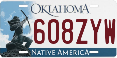 OK license plate 608ZYW