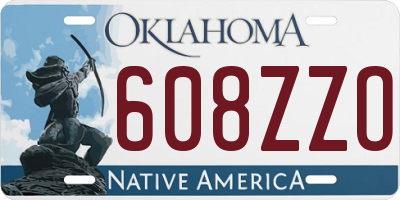 OK license plate 608ZZO