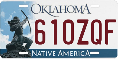 OK license plate 610ZQF