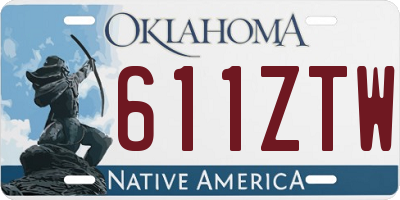 OK license plate 611ZTW