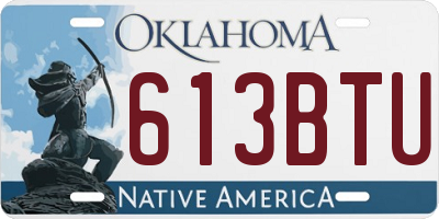 OK license plate 613BTU