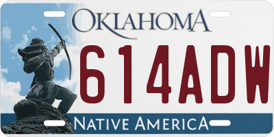 OK license plate 614ADW
