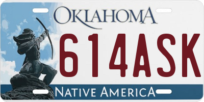 OK license plate 614ASK