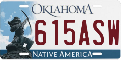 OK license plate 615ASW