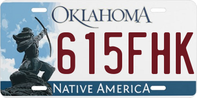OK license plate 615FHK