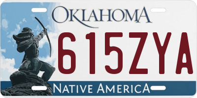 OK license plate 615ZYA
