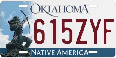 OK license plate 615ZYF